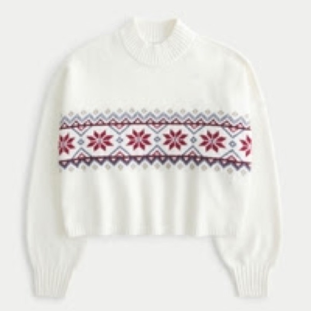 Easy Mock-Neck Fair Isle Sweater
